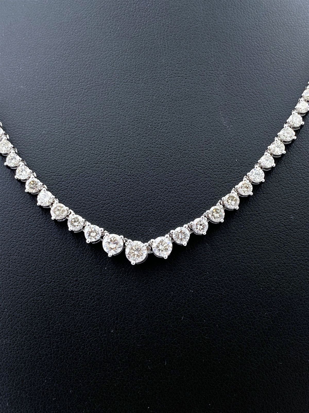 14k White Gold 12.00 CT Diamond Riviera Tennis Necklace, S15399