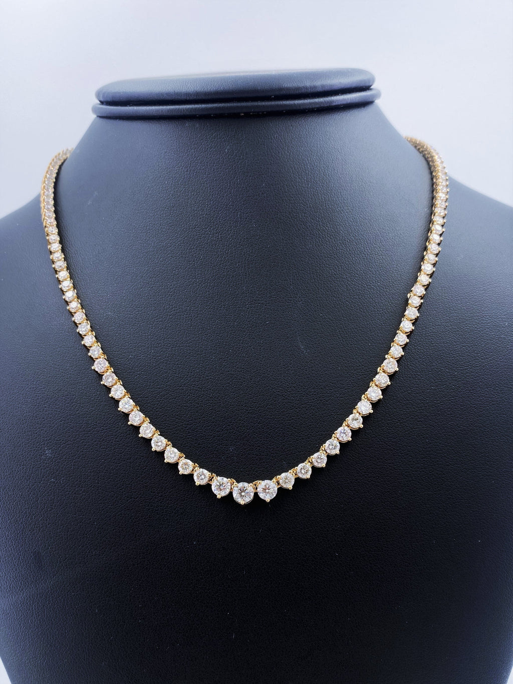 14k Yellow Gold 12.00 CT Diamond Riviera Tennis Necklace