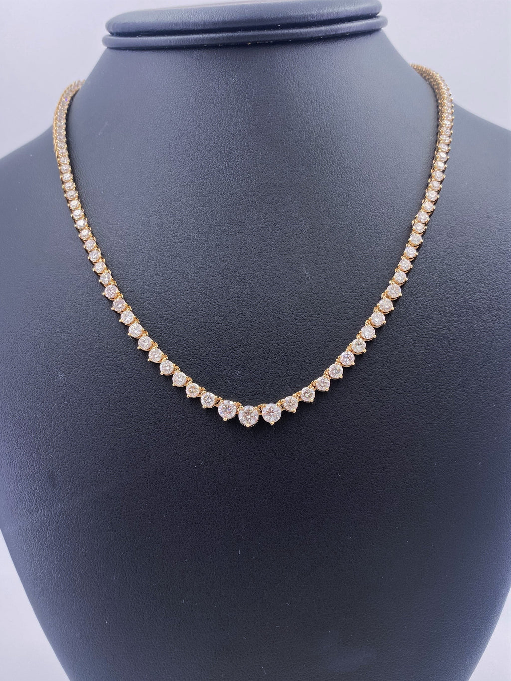 14k Yellow Gold 12.00 CT Diamond Riviera Tennis Necklace