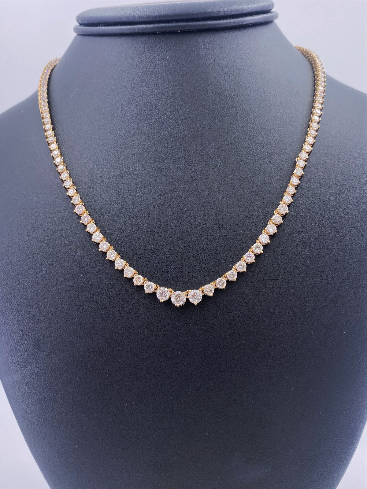 14k Yellow Gold 12.00 CT Diamond Riviera Tennis Necklace