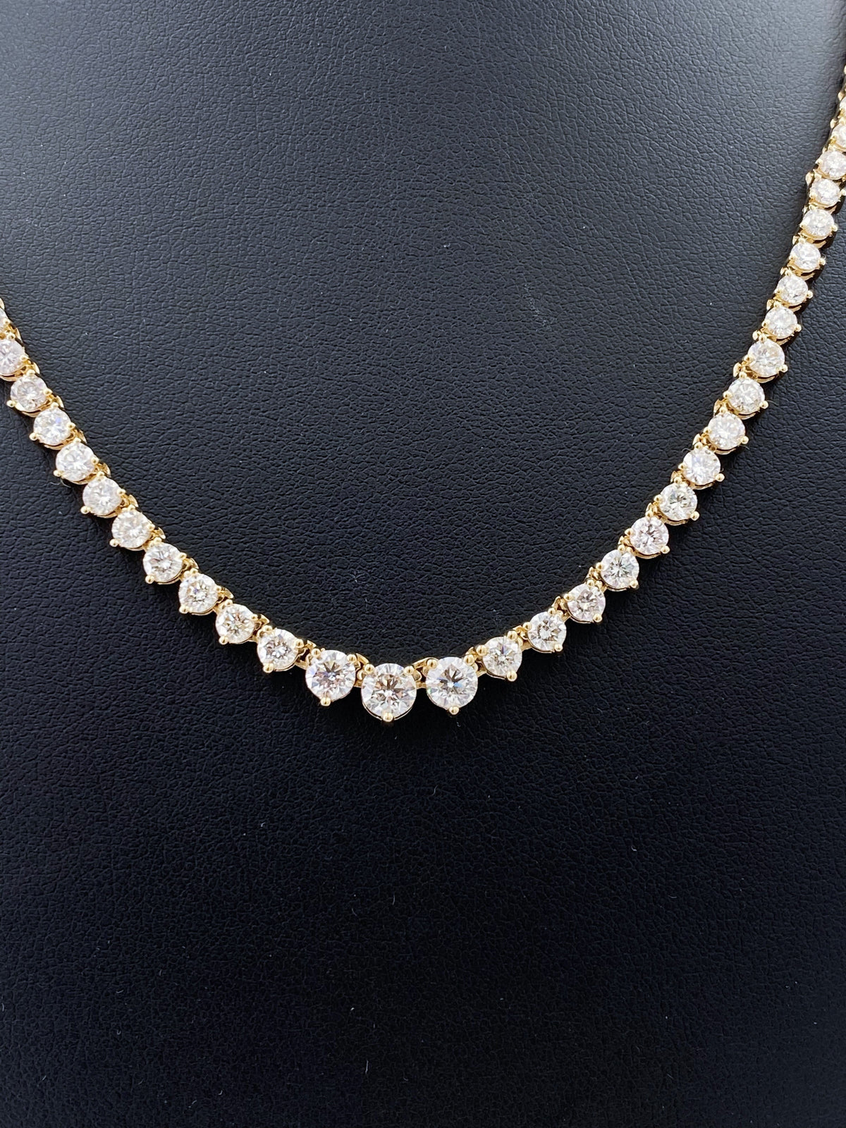 14k Yellow Gold 12.00 CT Diamond Riviera Tennis Necklace