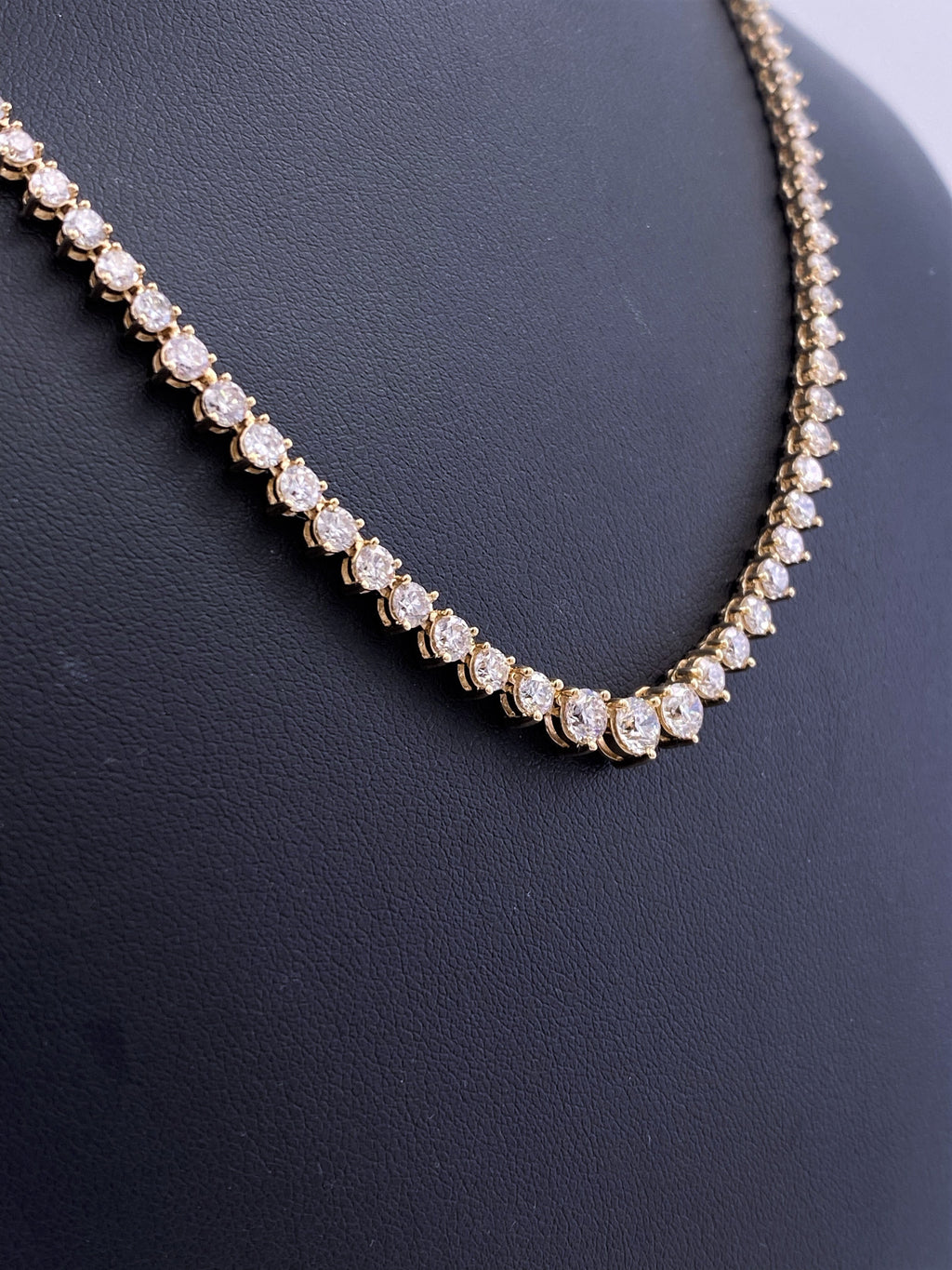 14k Yellow Gold 12.00 CT Diamond Riviera Tennis Necklace