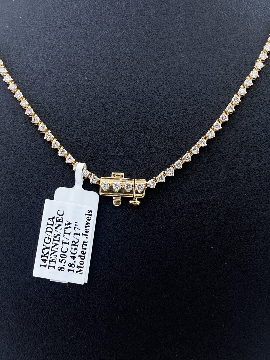 14k Yellow Gold 8.50 CT Diamond Riviera Tennis Necklace, S15397