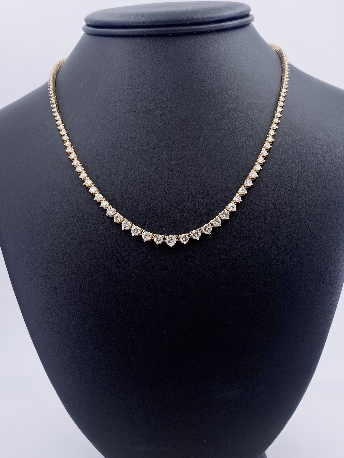 14k Yellow Gold 8.50 CT Diamond Riviera Tennis Necklace, S15397