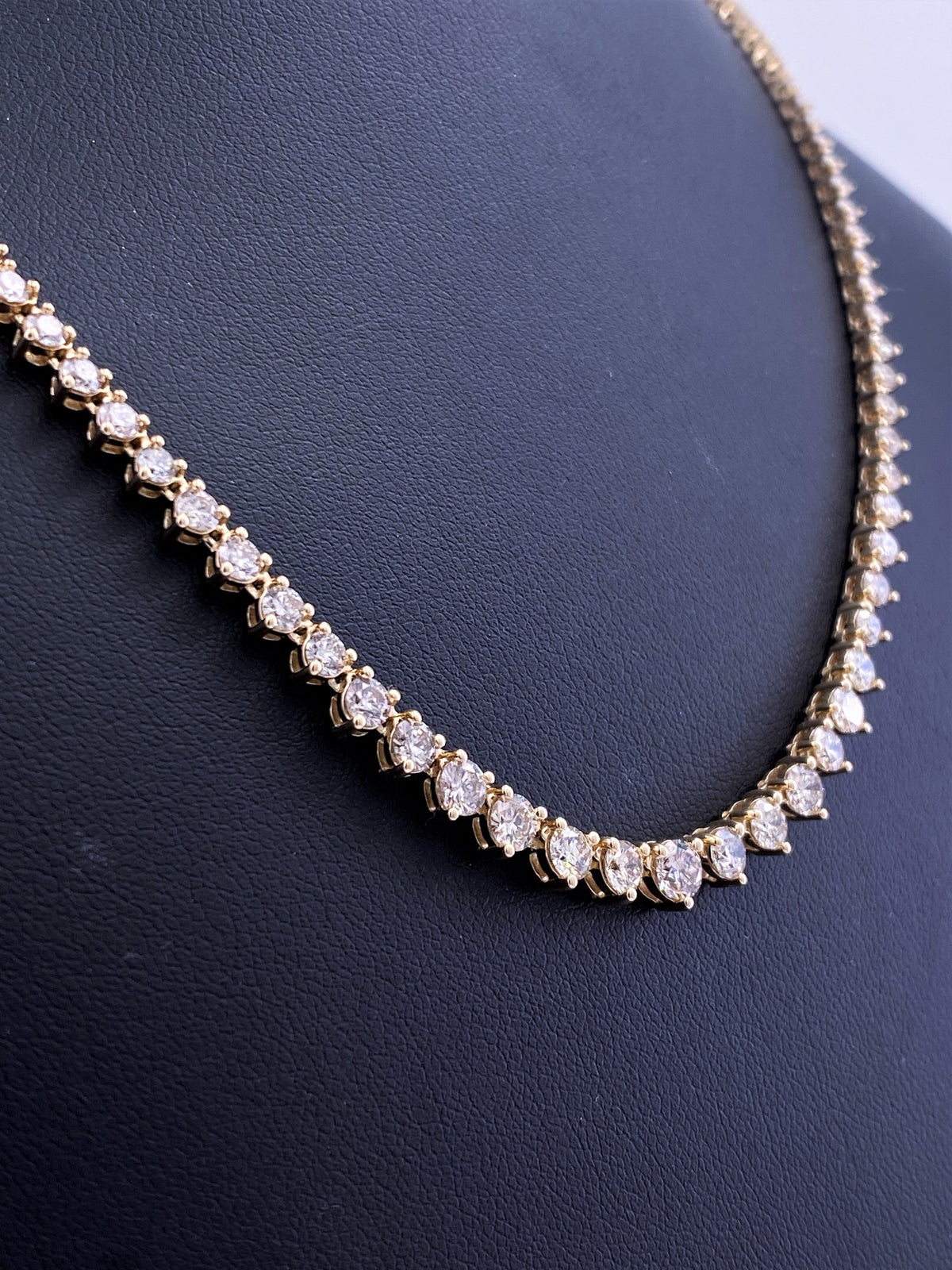 14k Yellow Gold 8.50 CT Diamond Riviera Tennis Necklace, S15397