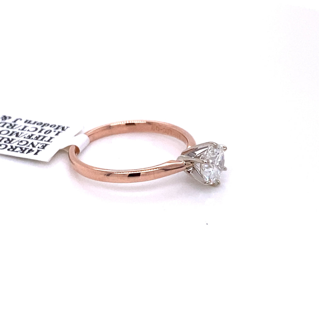 14k Rose Gold Solitaire 1.01 CT Diamond Engagament Ring