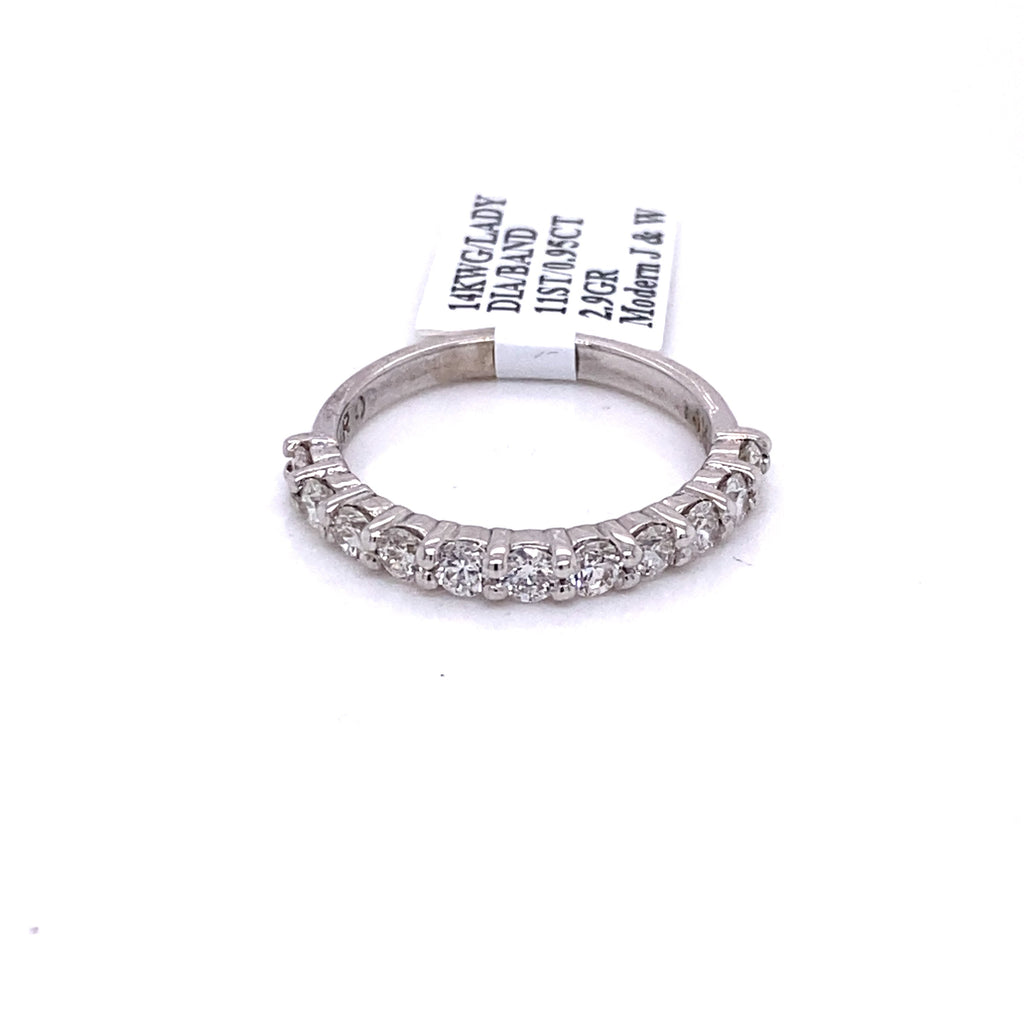 14k White Gold 0.95 CT Diamond Ladies Band