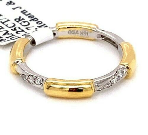 Men's Ring 18k Yellow & White Gold 0.25 CT Diamond Wedding Band, S102805