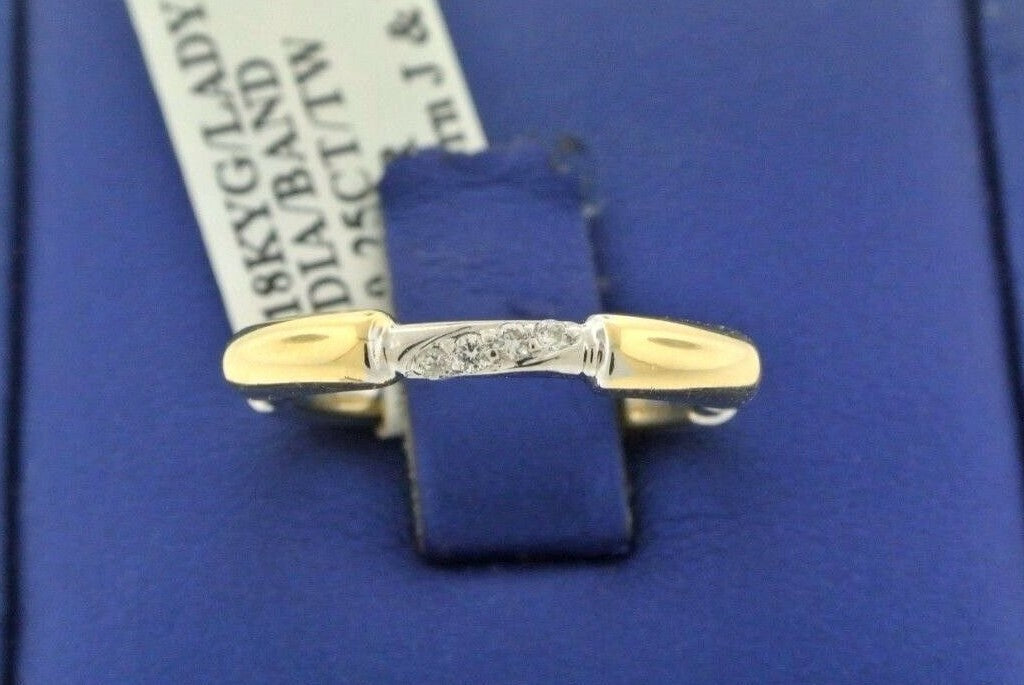 Men's Ring 18k Yellow & White Gold 0.25 CT Diamond Wedding Band, S102805
