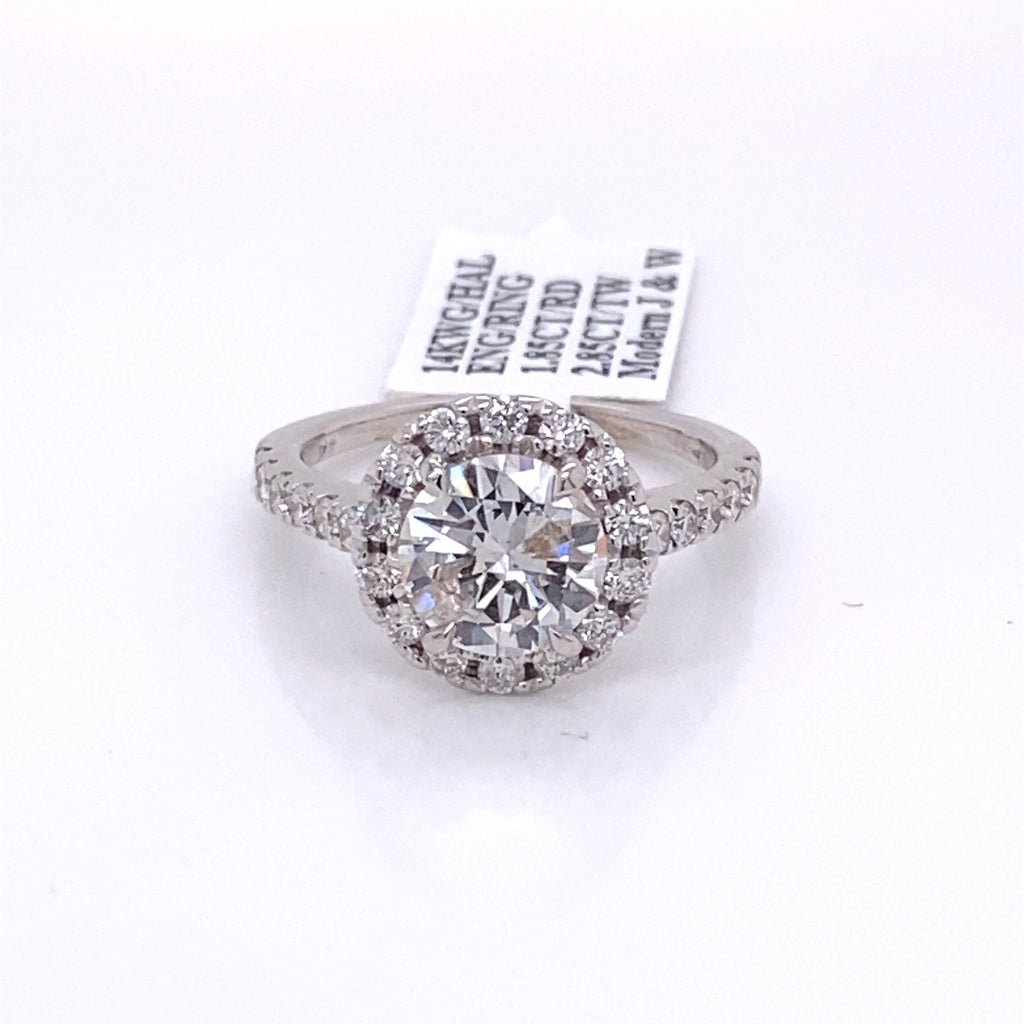 14k White Gold 2.85 CT Diamond Halo Engagament Ring