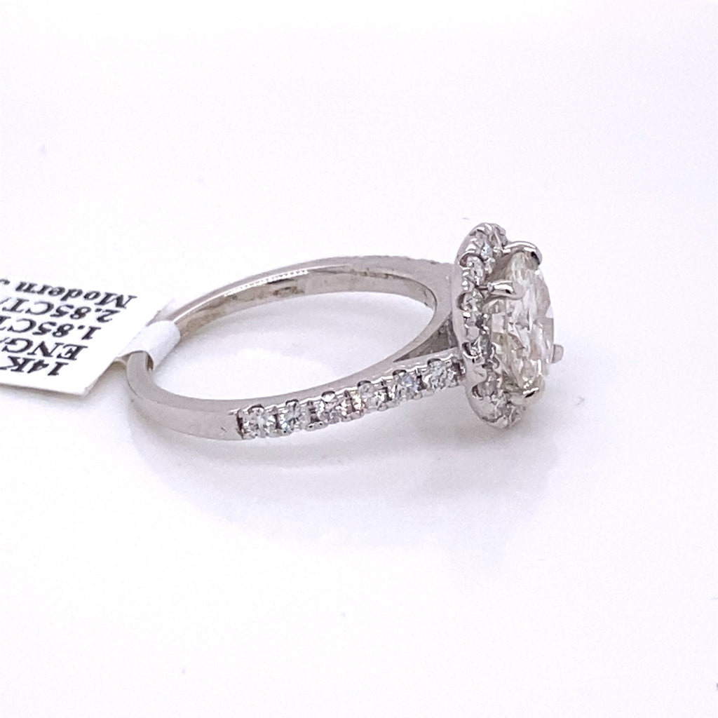 14k White Gold 2.85 CT Diamond Halo Engagament Ring