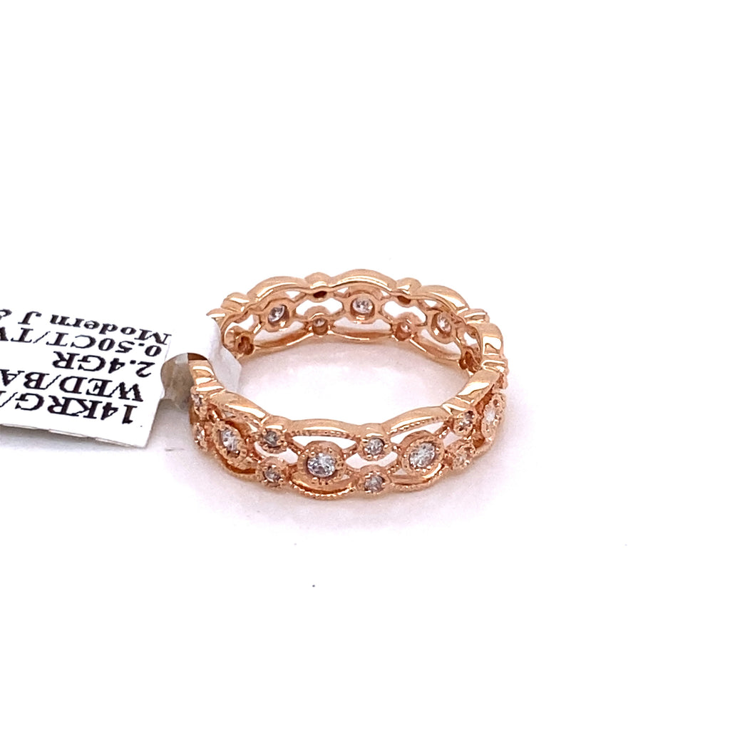 14k Rose Gold 0.50 CT Diamond Wedding Band