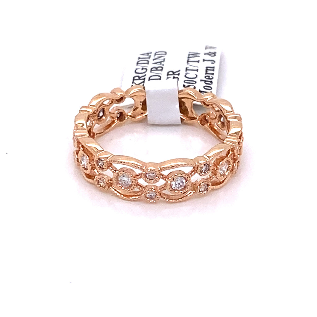 14k Rose Gold 0.50 CT Diamond Wedding Band