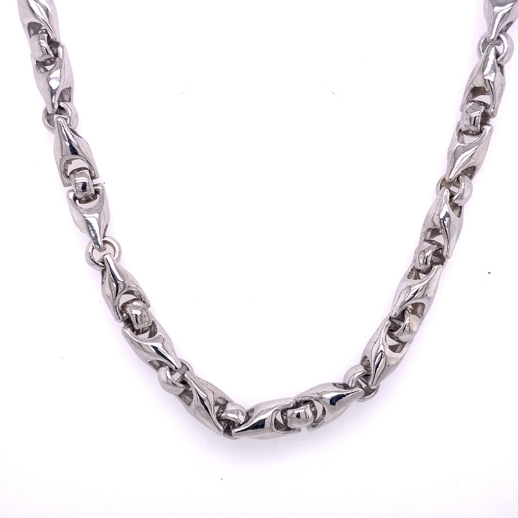 14k White Gold Fancy Men's Chain Necklace, S106882
