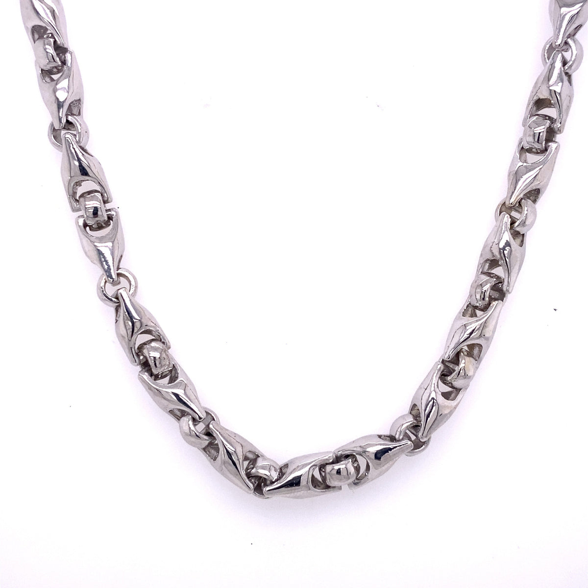 14k White Gold Fancy Men's Chain Necklace, S106882