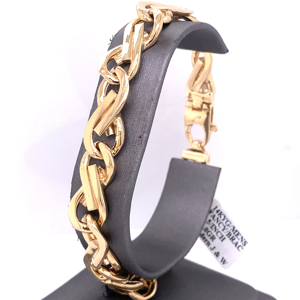 14k Yellow Gold Fancy Men's Chain Bracelet