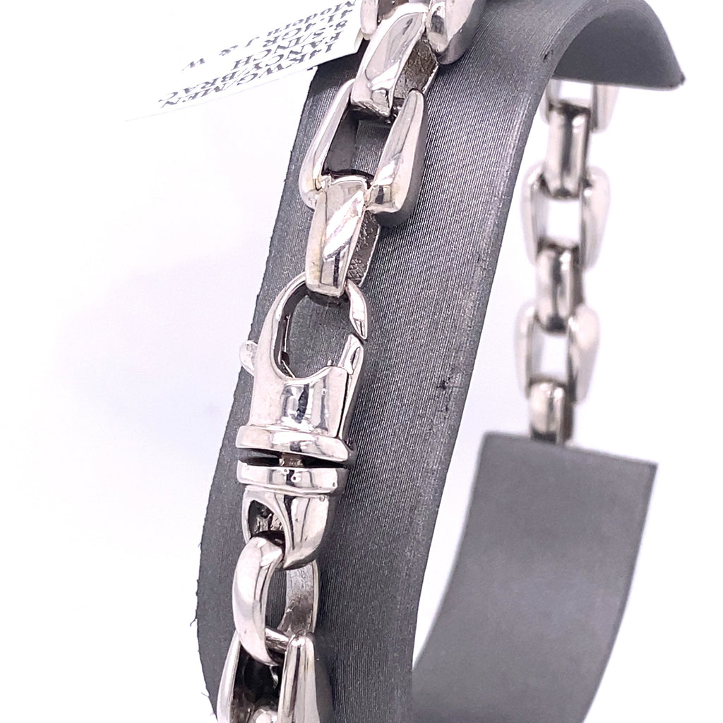 14k White Gold Fancy Men's Chain Bracelet, S106964