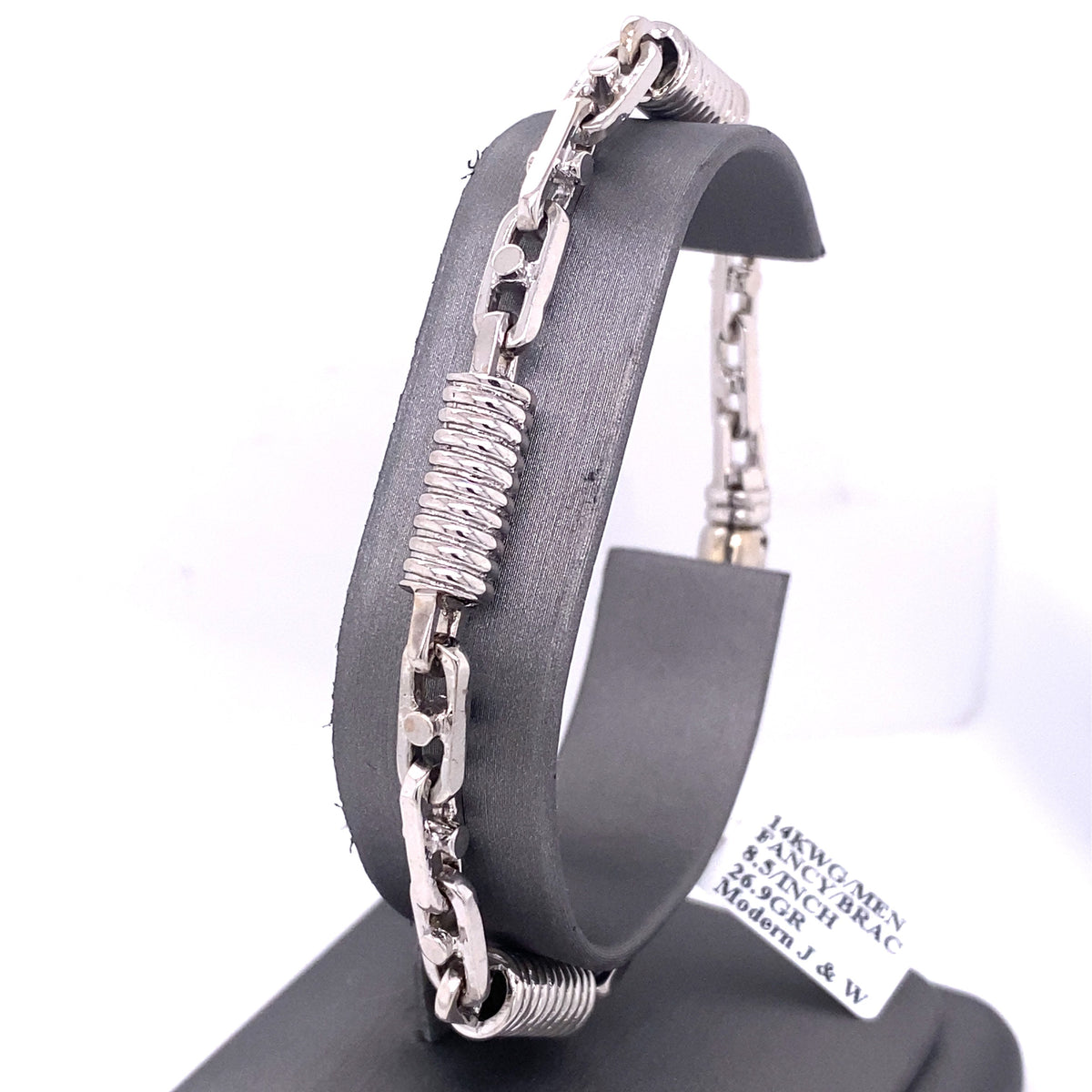14k White Gold Fancy Men's Chain Bracelet, S106963