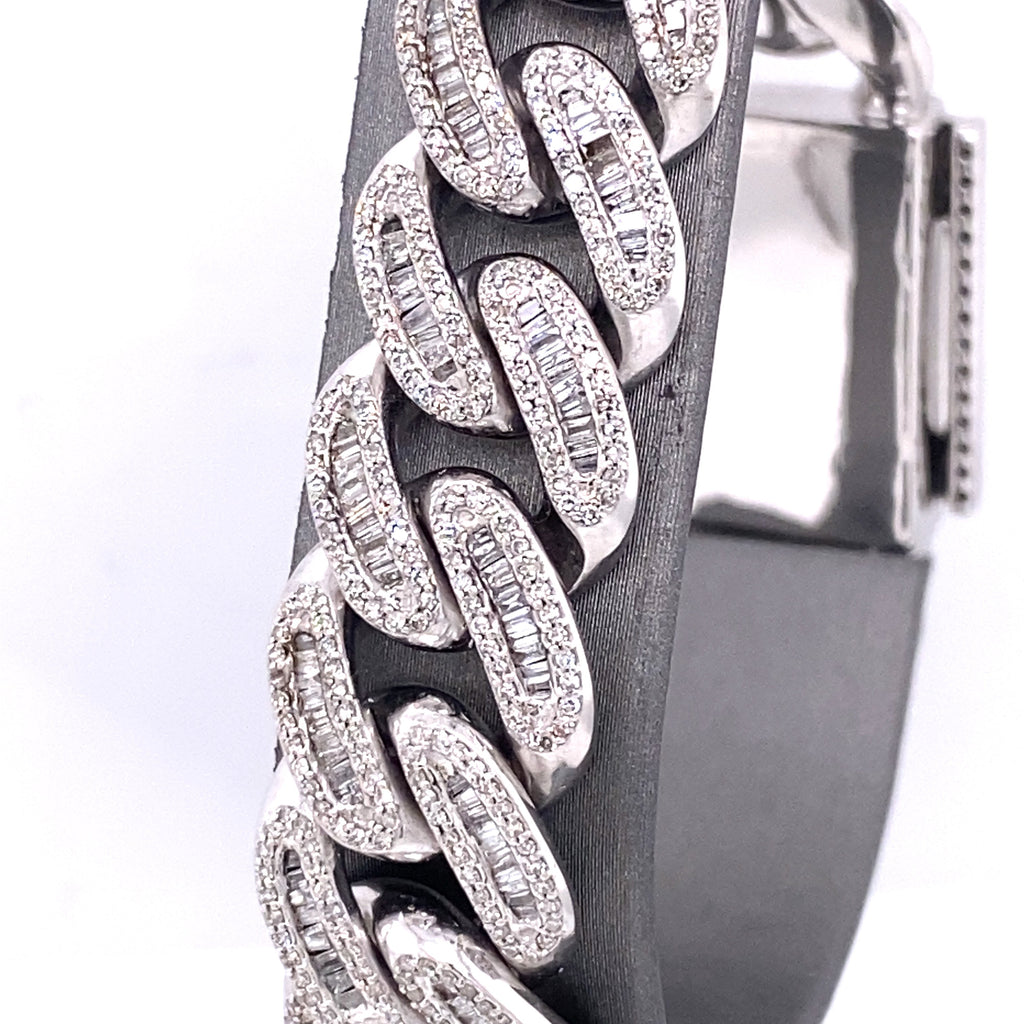10k White Gold 15.00 CT Diamond Miami Cuban Link Bracelet