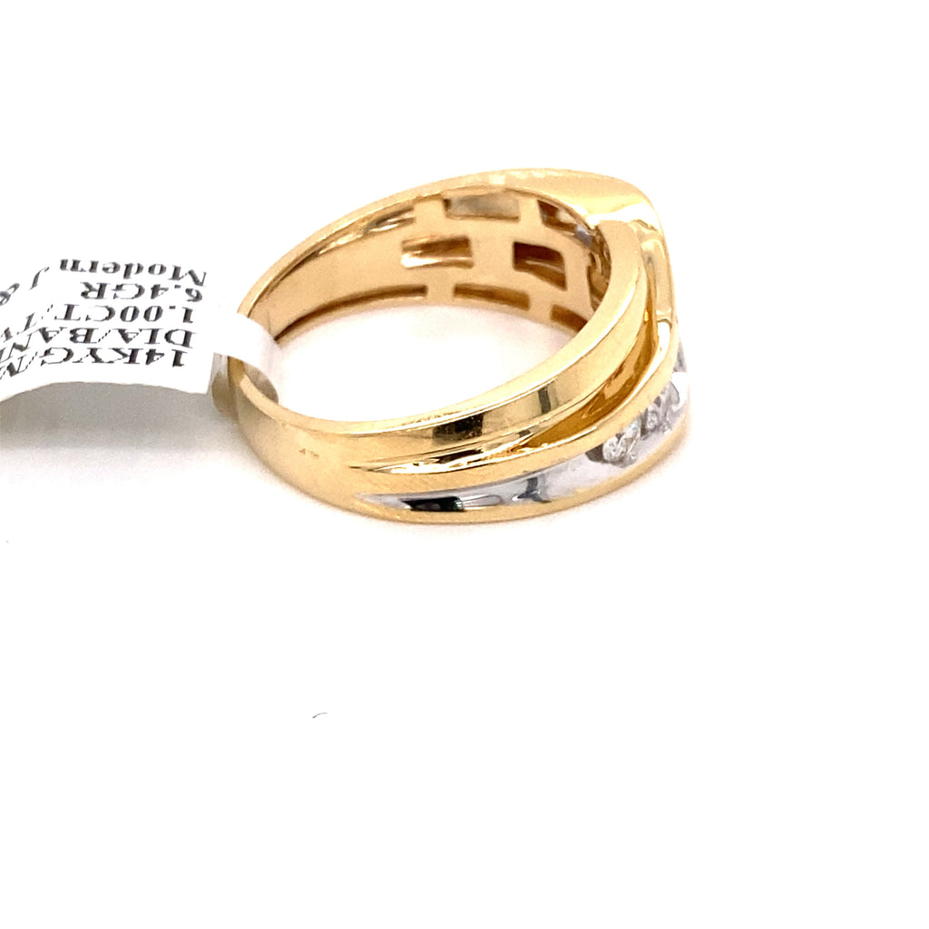 14k Yellow Gold 1.00 CT Diamond Men's Band