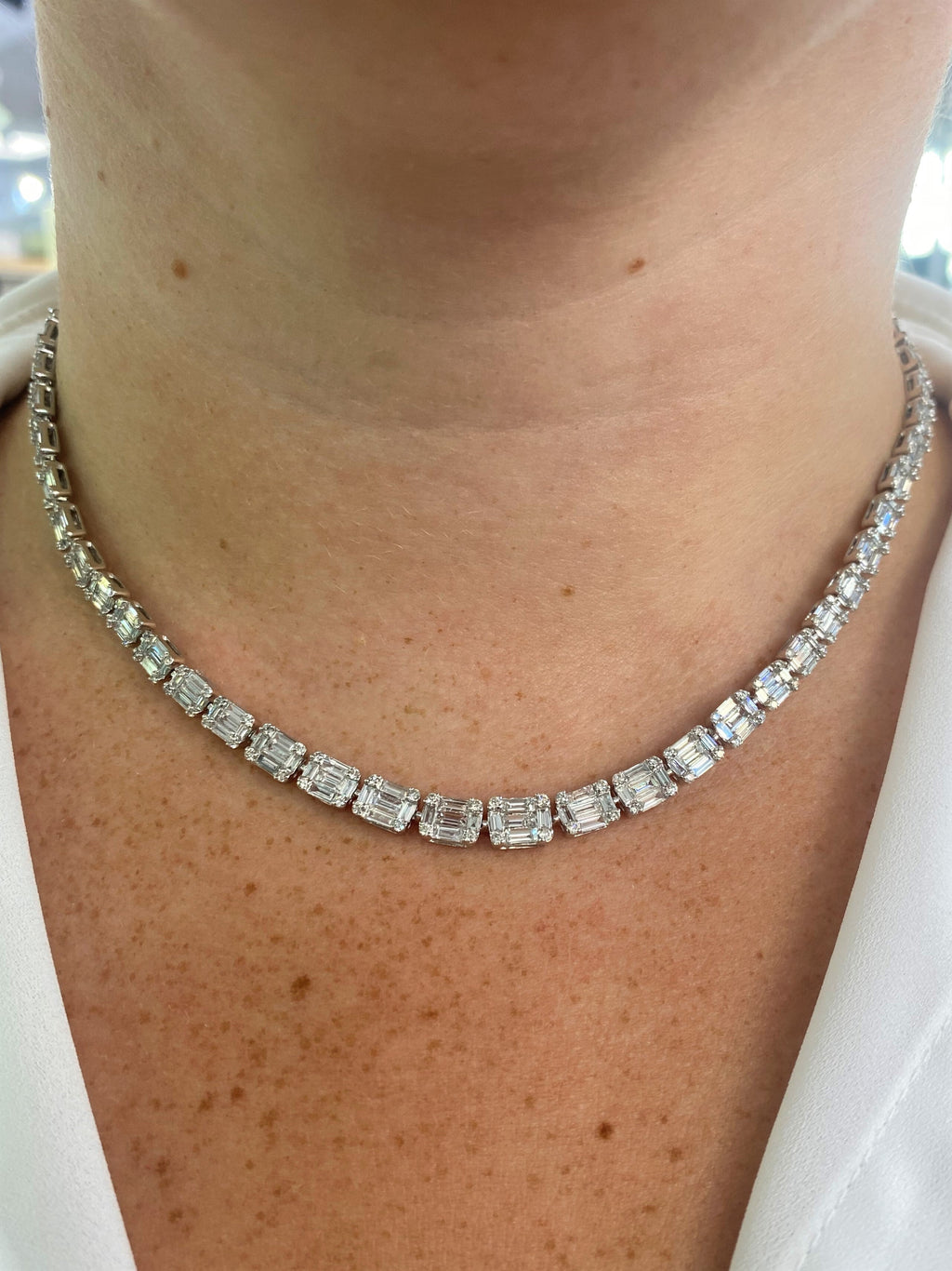 14k White Gold 12.50 CT Diamond Ladies Necklace