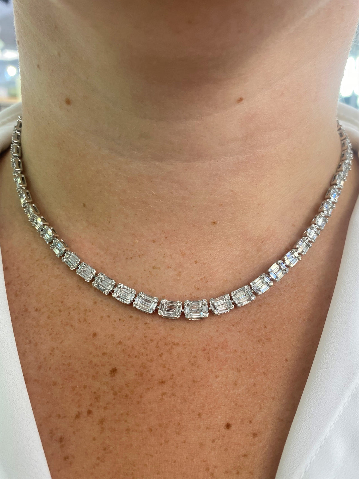 14k White Gold 12.50 CT Diamond Ladies Necklace