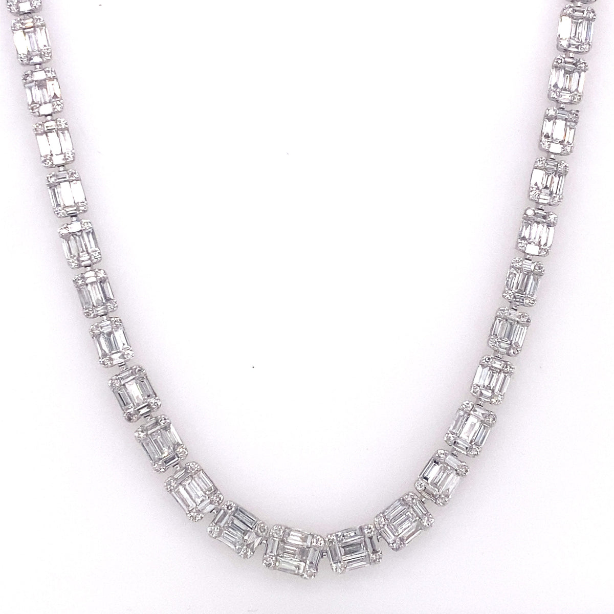 14k White Gold 12.50 CT Diamond Ladies Necklace