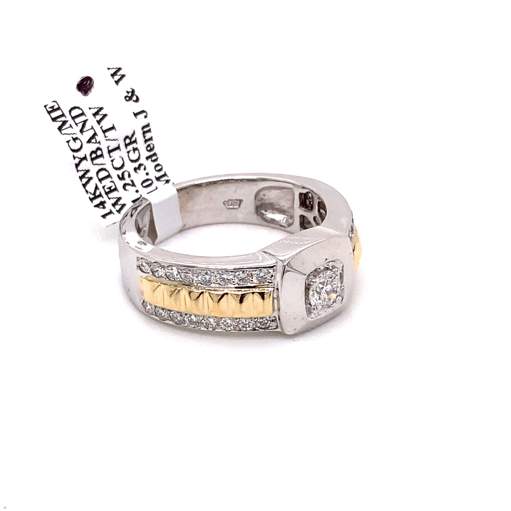14k Two Tone Gold 1.25 CT Diamond Men's Fancy Band