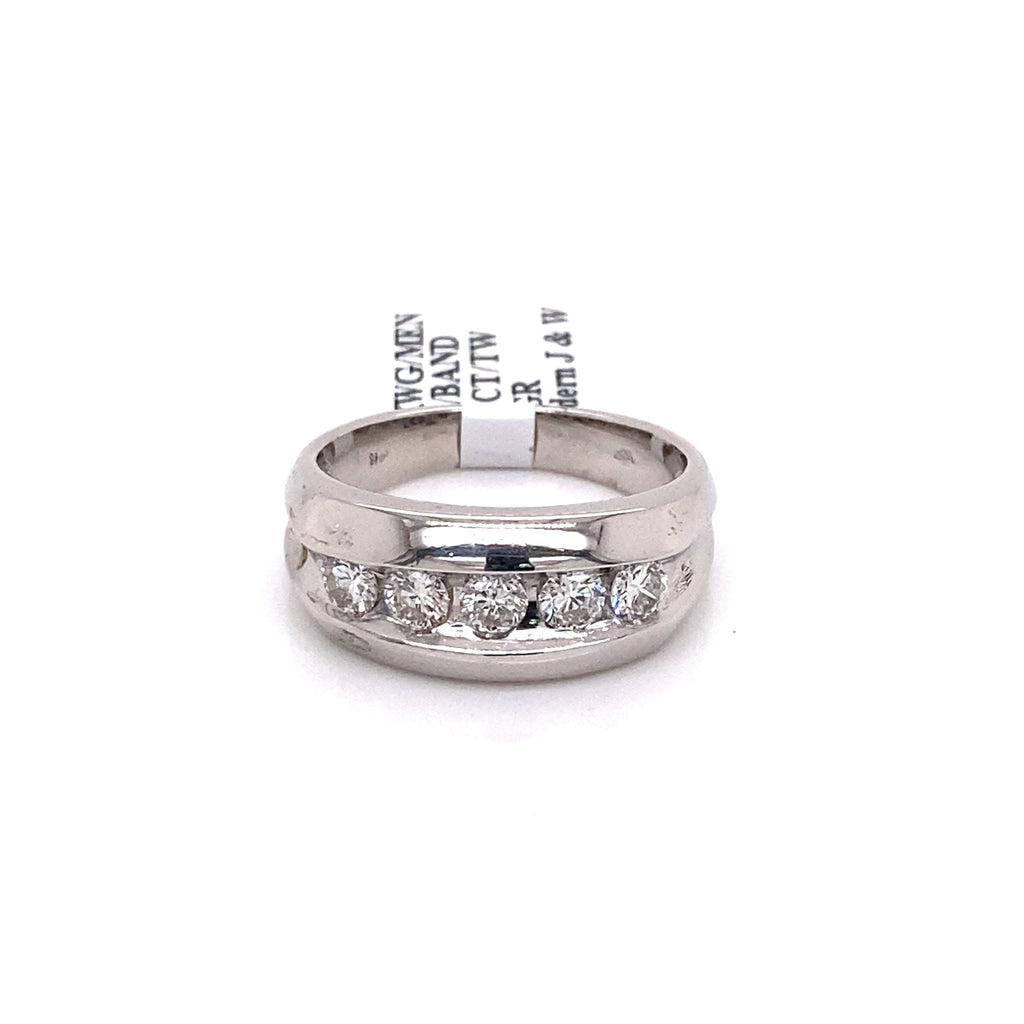 14k White Gold 1.00 CT Diamond Men's Wedding Band
