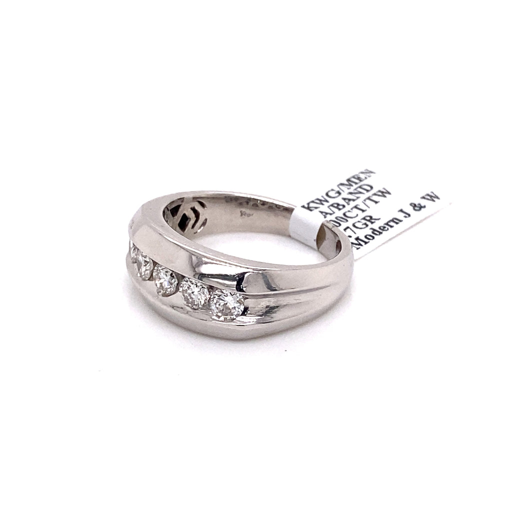 14k White Gold 1.00 CT Diamond Men's Wedding Band