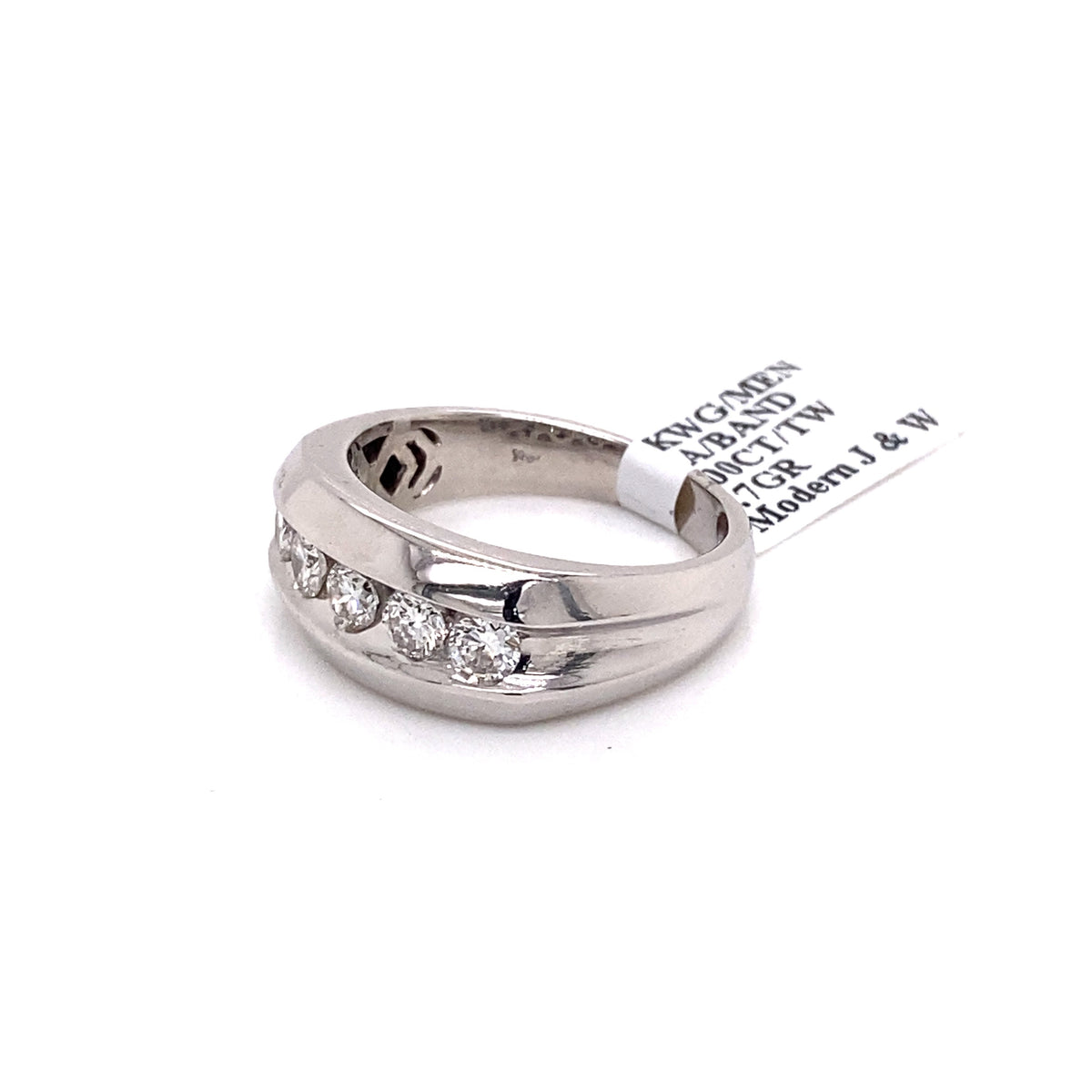 14k White Gold 1.00 CT Diamond Men's Wedding Band