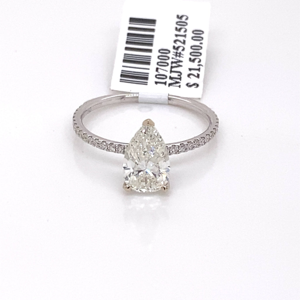 EGL Cert.18k White Gold 1.50 CT Pear Cut Diamond Engagment Ring
