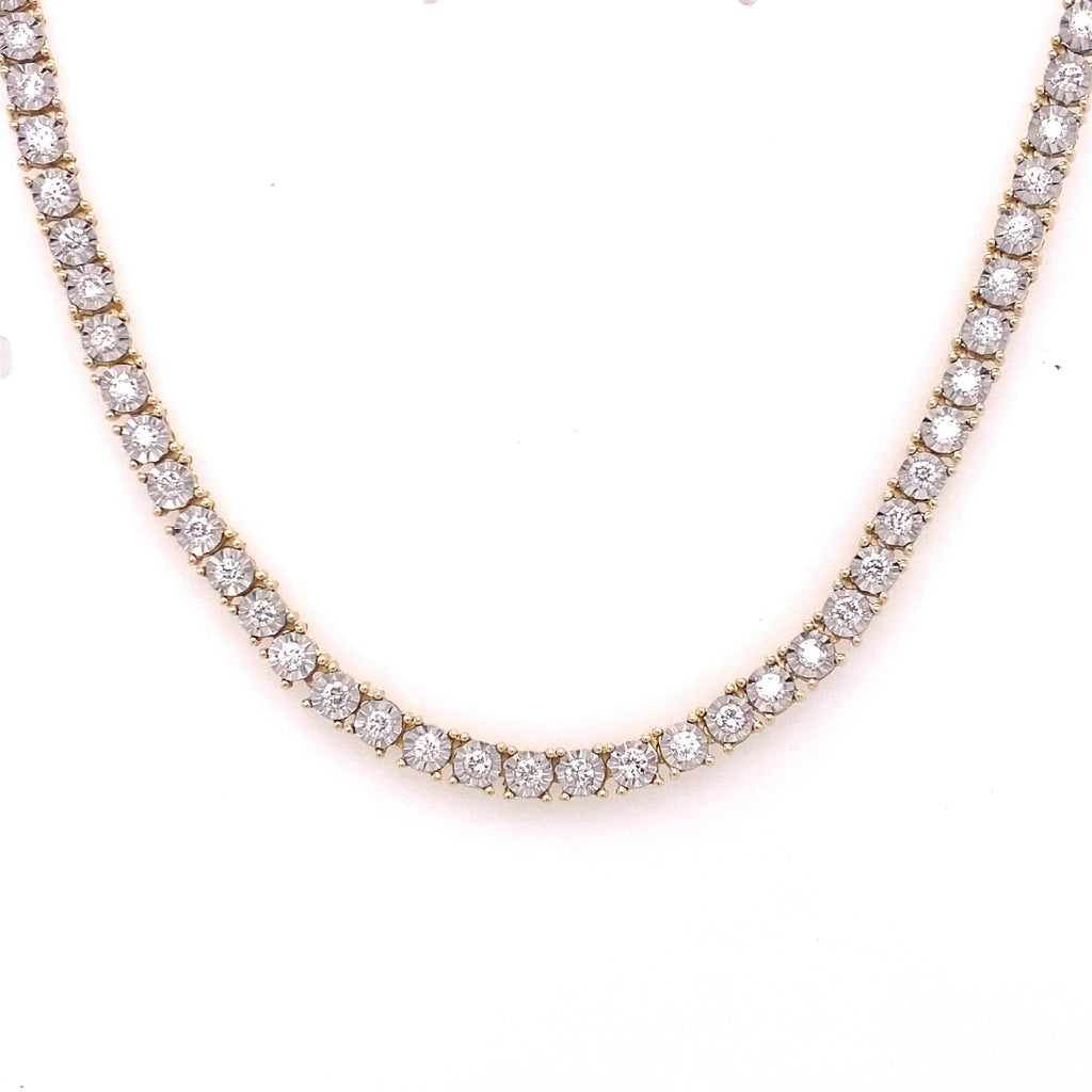 10k Yellow Gold 7.25 CT Diamond Tennis Necklace