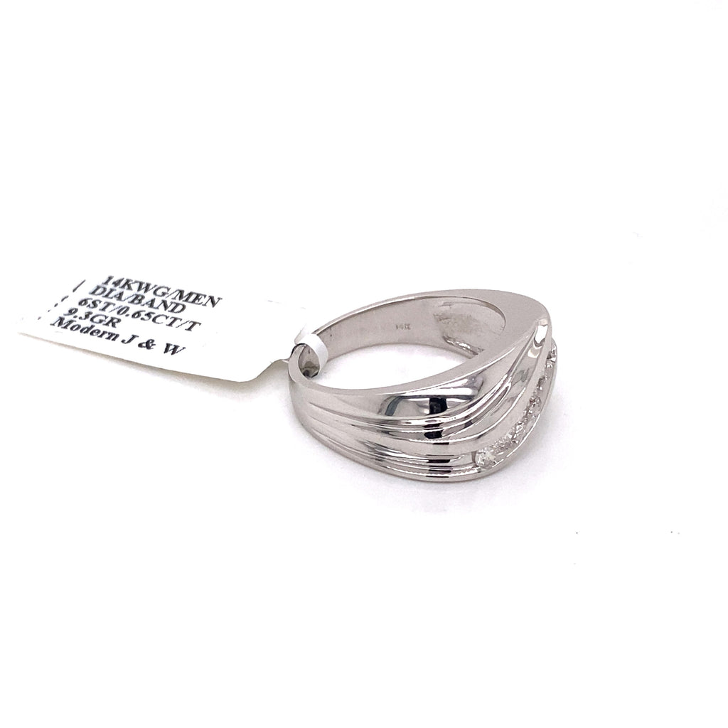 14k White Gold 0.65 CT Diamond Men's Wedding Band