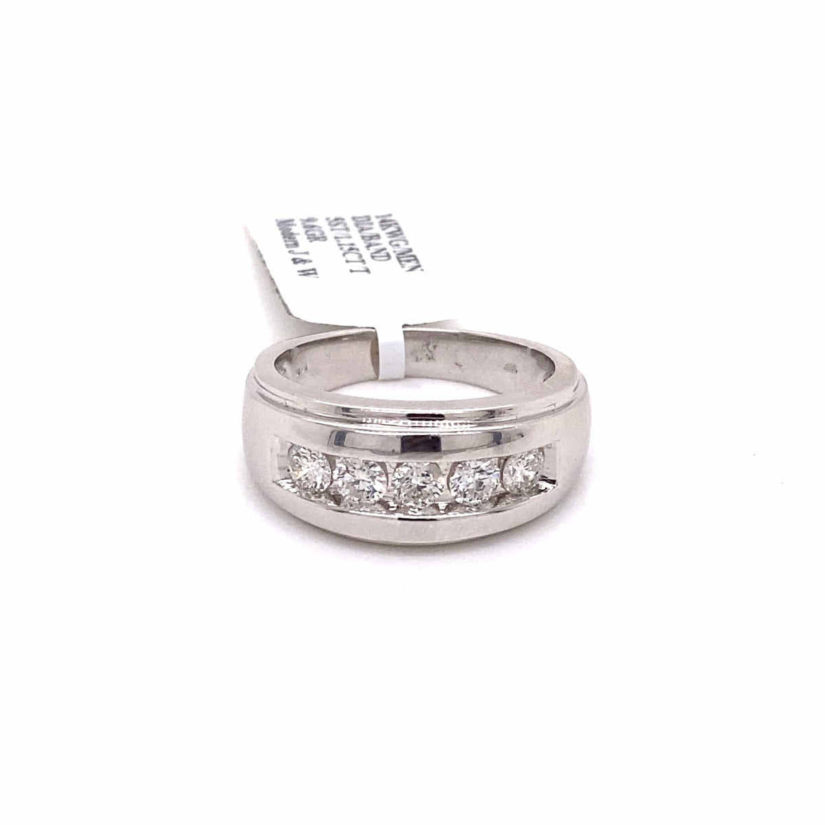 14k White Gold 1.15 CT Diamond Men's Wedding Band