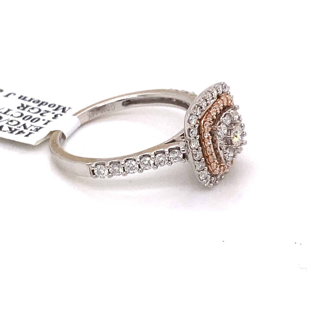 14k White Gold 1.00 CT Diamond Cluster Engagement Ring