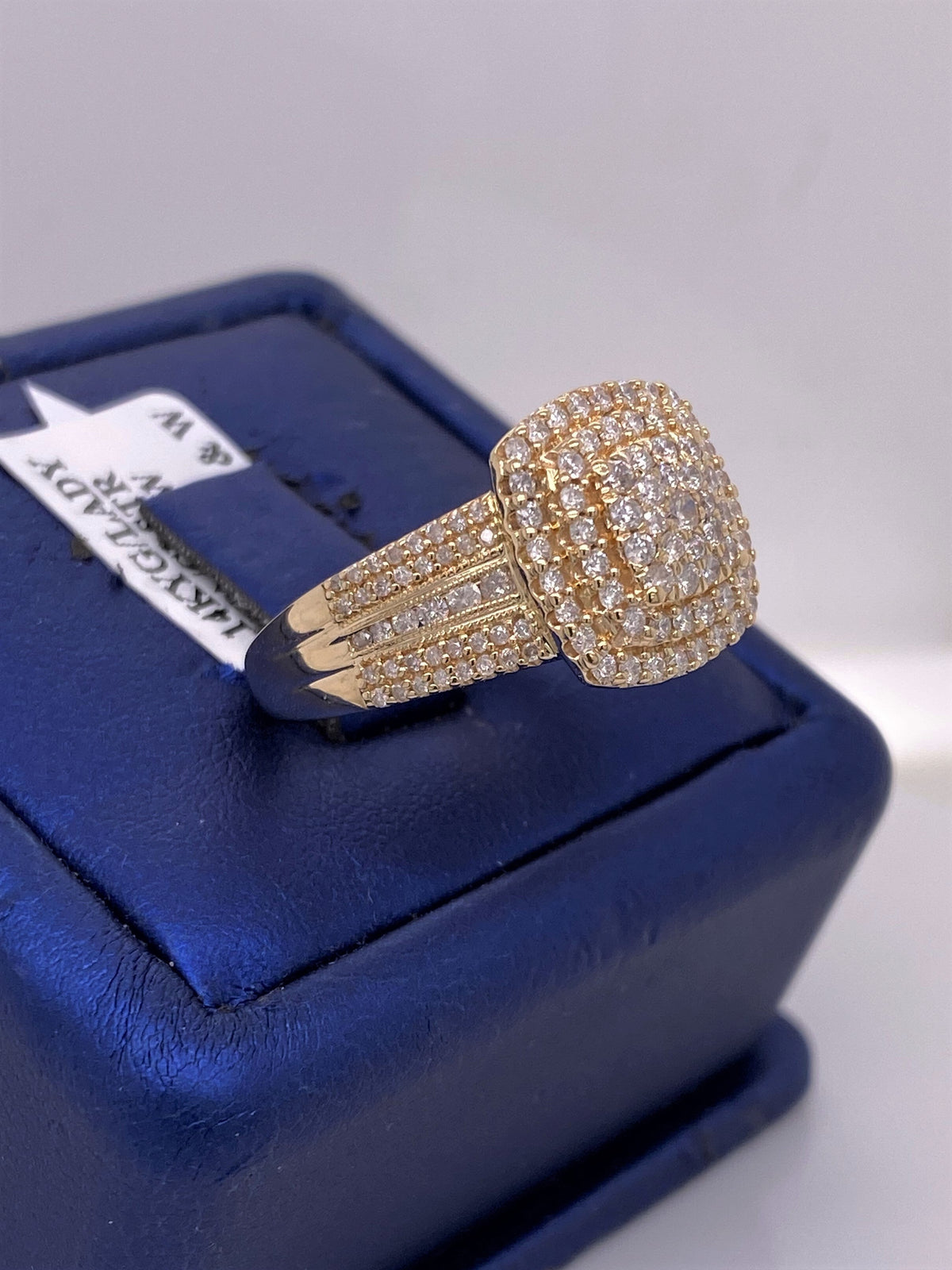 14K Yellow Gold 1.00 CT Diamond Cluster Ladies Ring