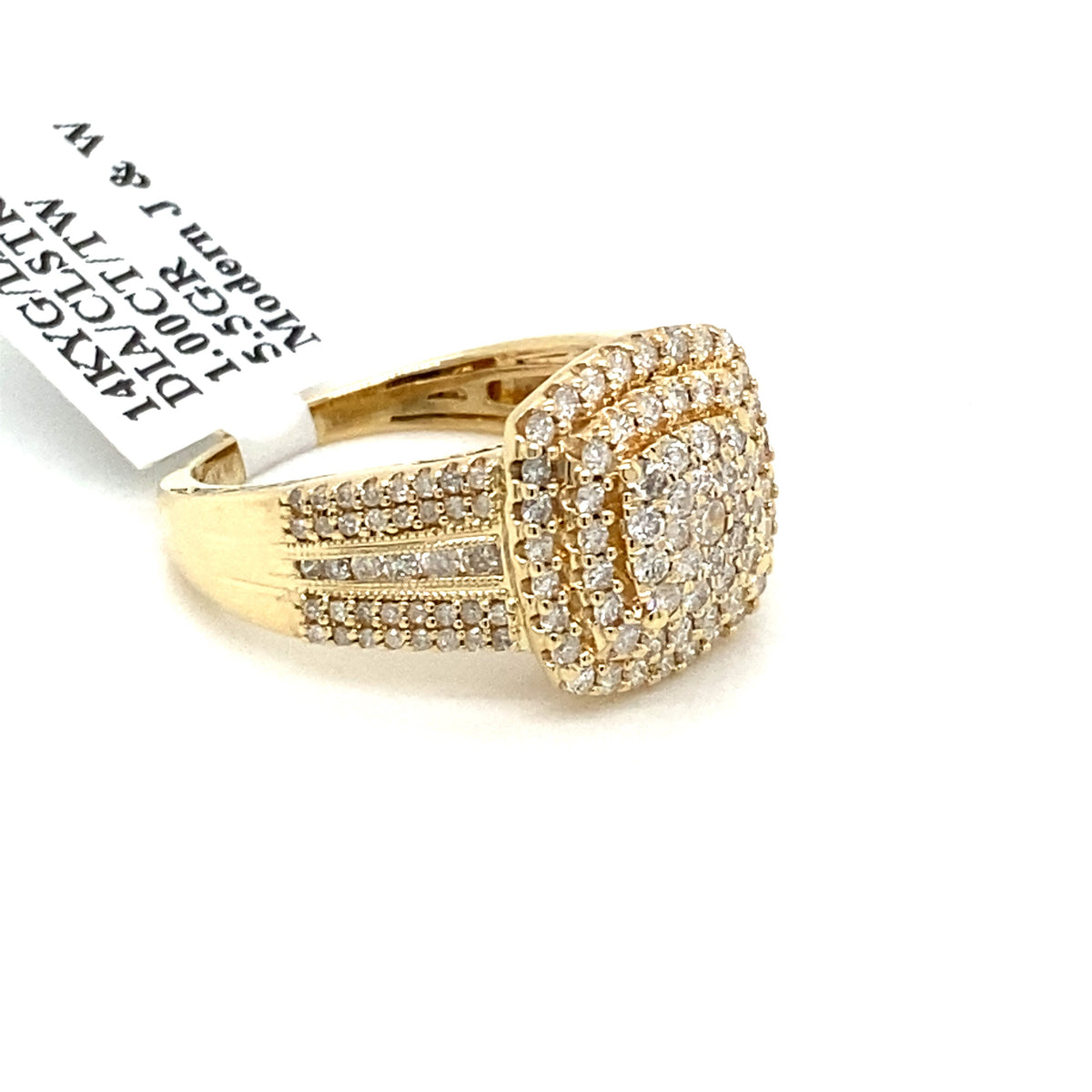 14K Yellow Gold 1.00 CT Diamond Cluster Ladies Ring