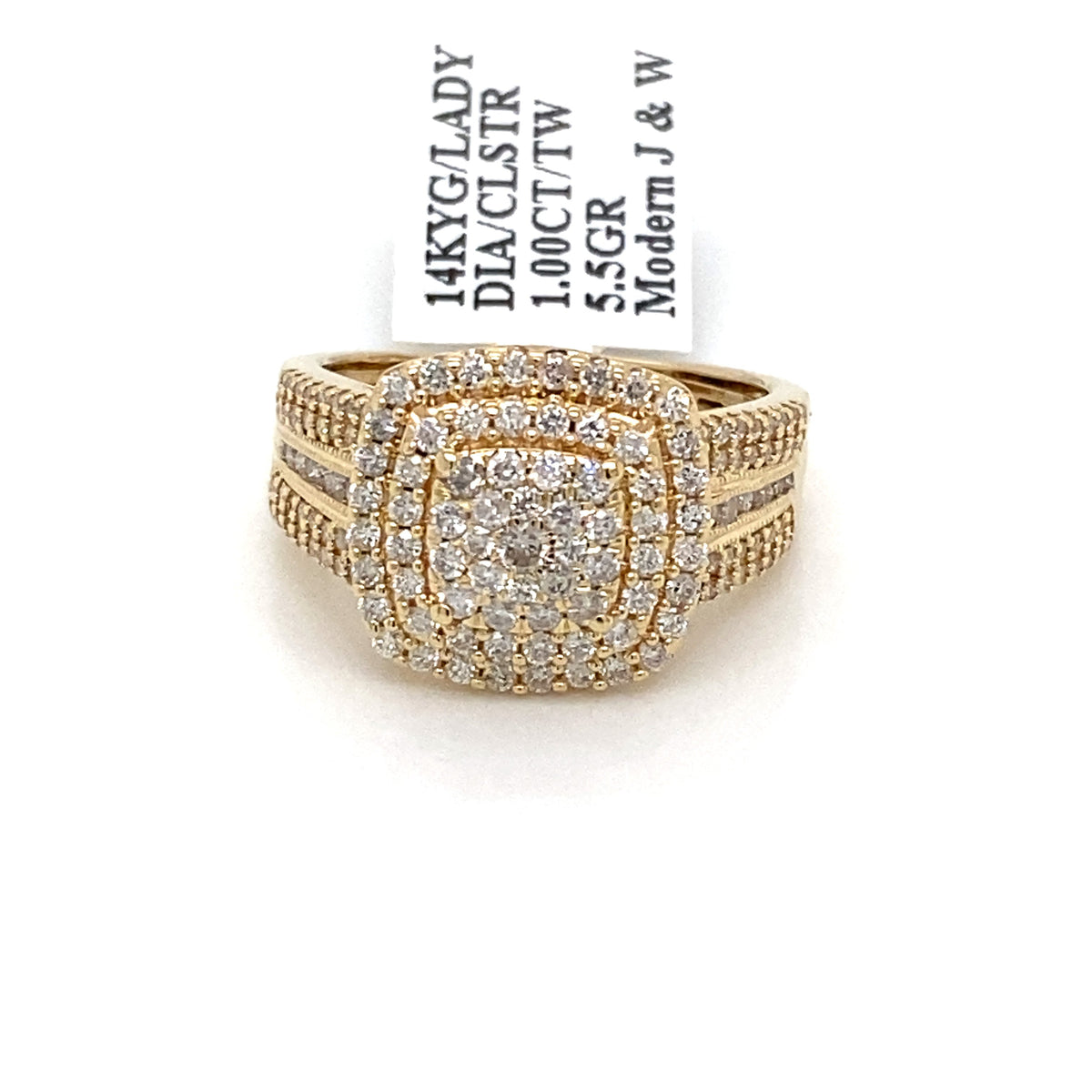 14K Yellow Gold 1.00 CT Diamond Cluster Ladies Ring