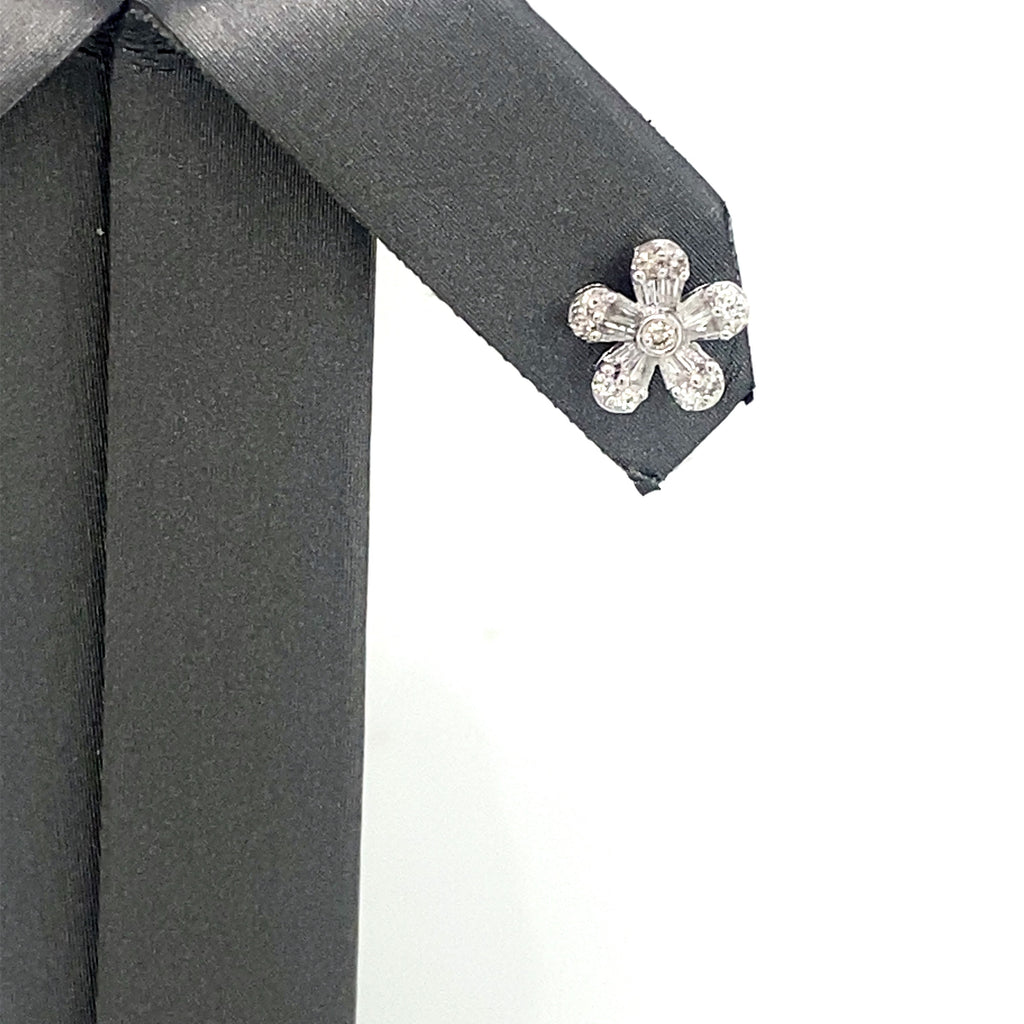 Movado 14k White Gold 0.50 CT Diamond Flower Stud Earrings