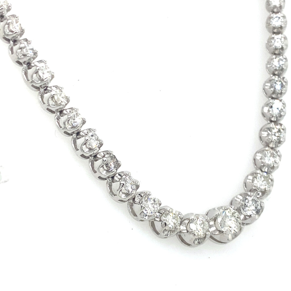 14k White Gold 12.50 CT Diamond Graduating Tennis Necklace, S107083