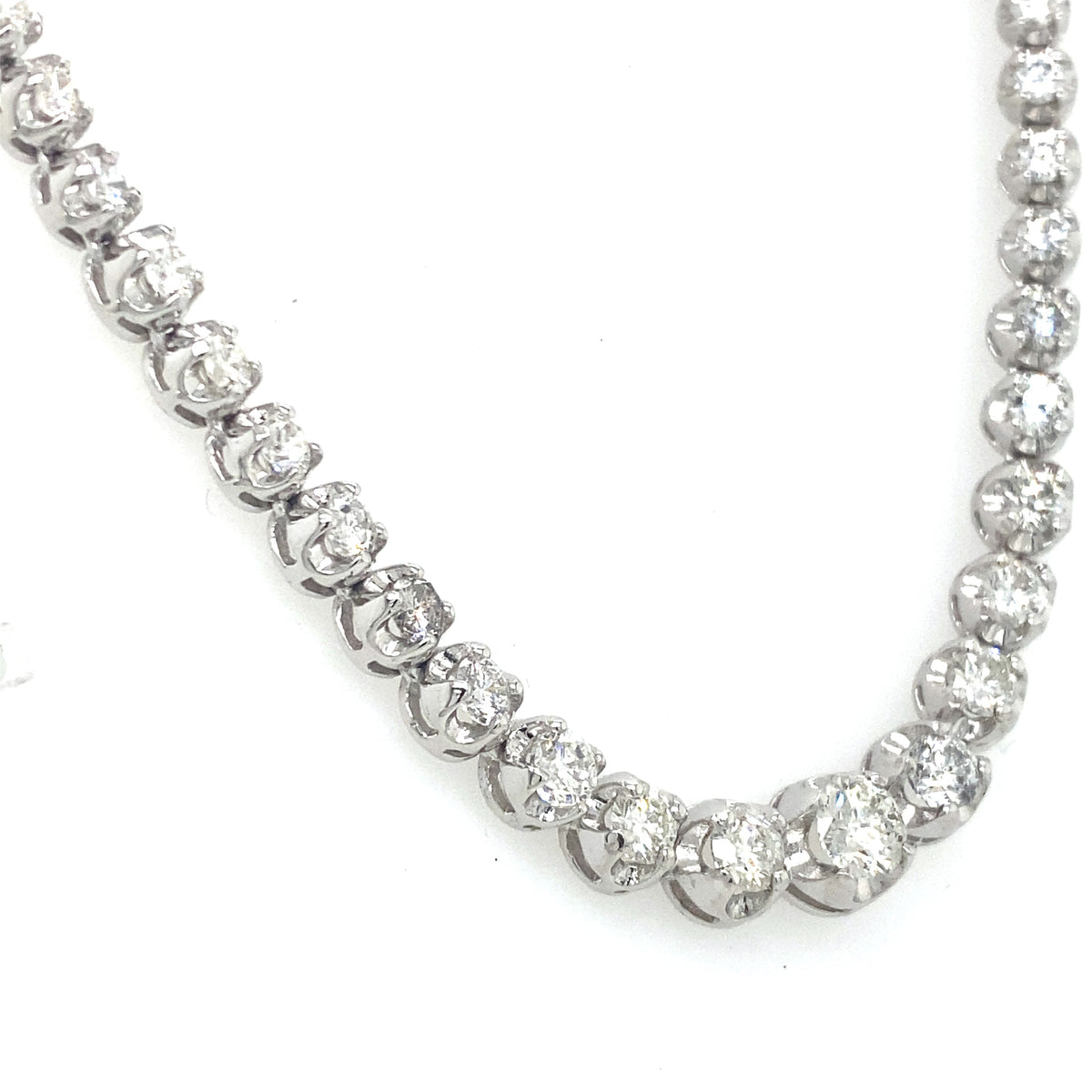 14k White Gold 12.50 CT Diamond Graduating Tennis Necklace, S107083