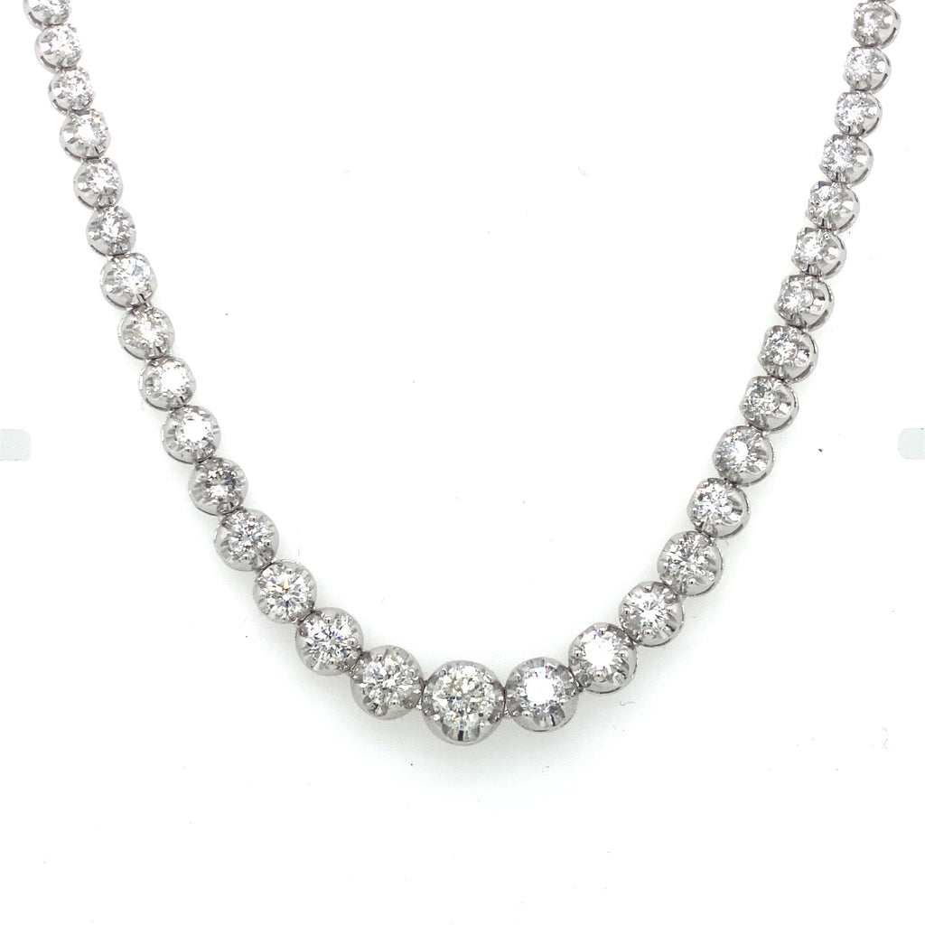14k White Gold 12.50 CT Diamond Graduating Tennis Necklace, S107083