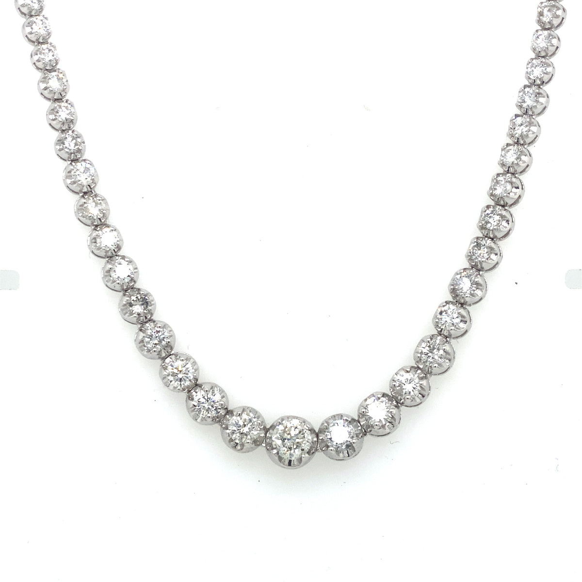 14k White Gold 12.50 CT Diamond Graduating Tennis Necklace, S107083