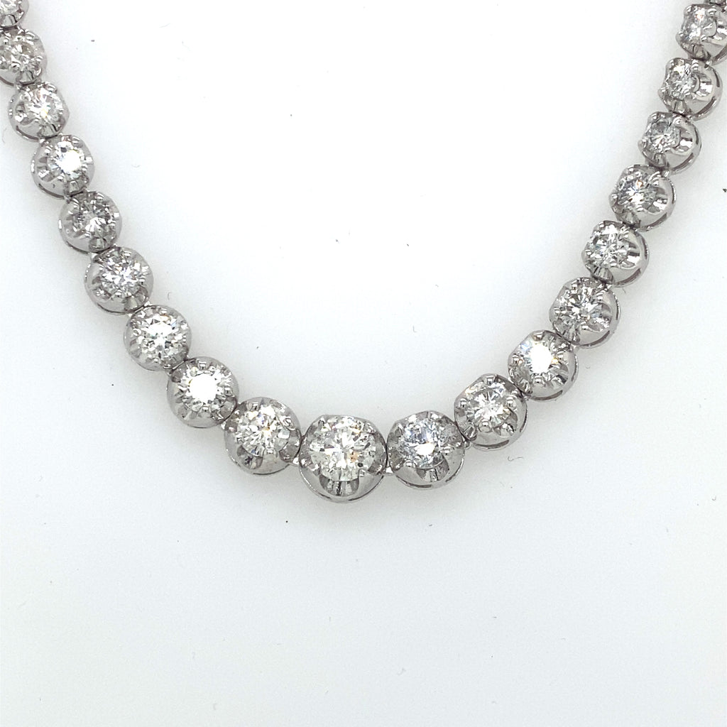 14k White Gold 12.50 CT Diamond Graduating Tennis Necklace, S107083
