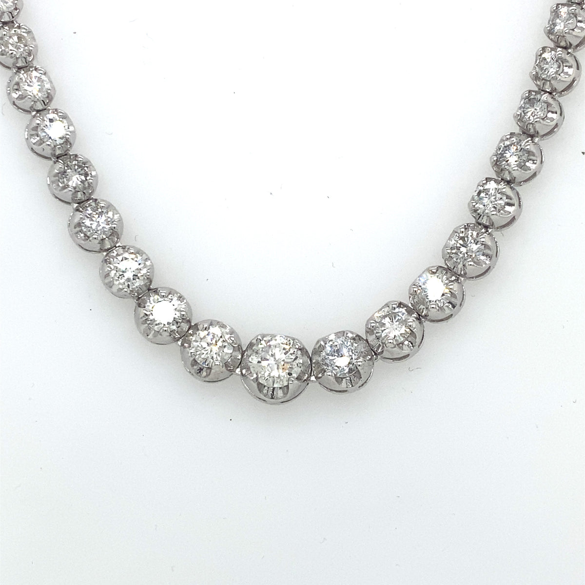 14k White Gold 12.50 CT Diamond Graduating Tennis Necklace, S107083