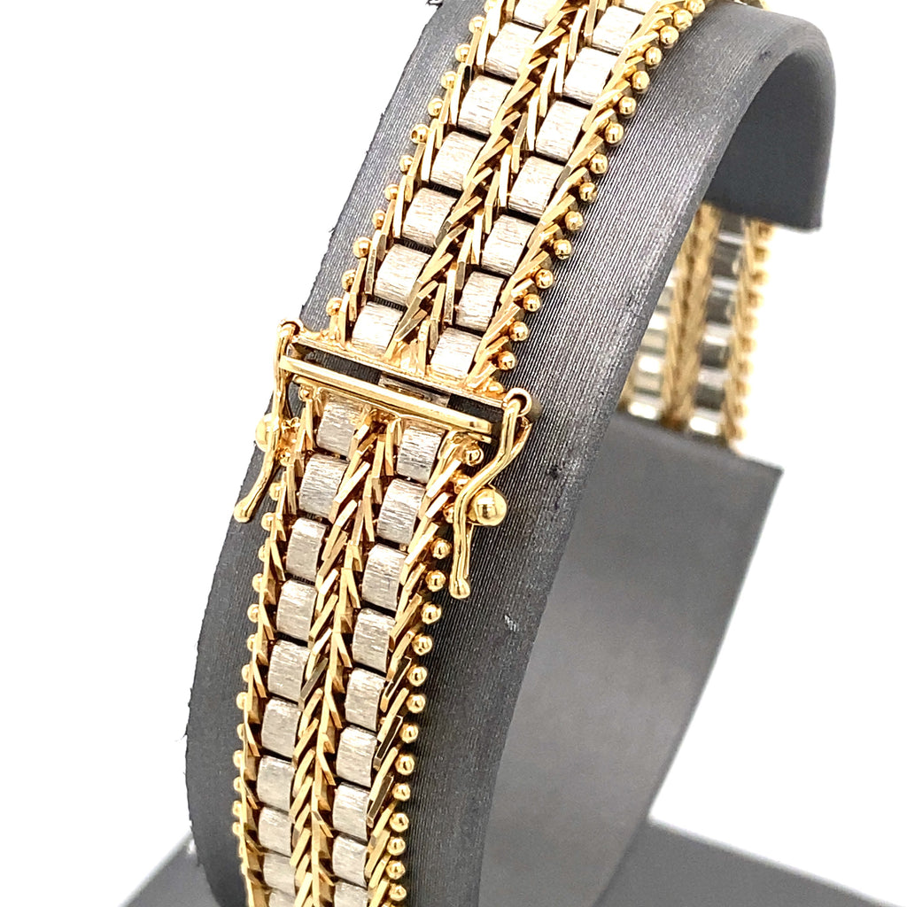 14k Two Tone Solid Gold Ladies Fancy Bracelet, S107094