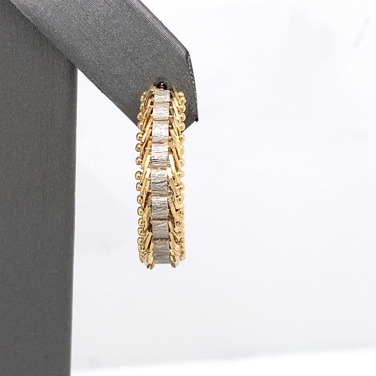 14k Two Tone Gold Fancy Ladies Hoop Earrings