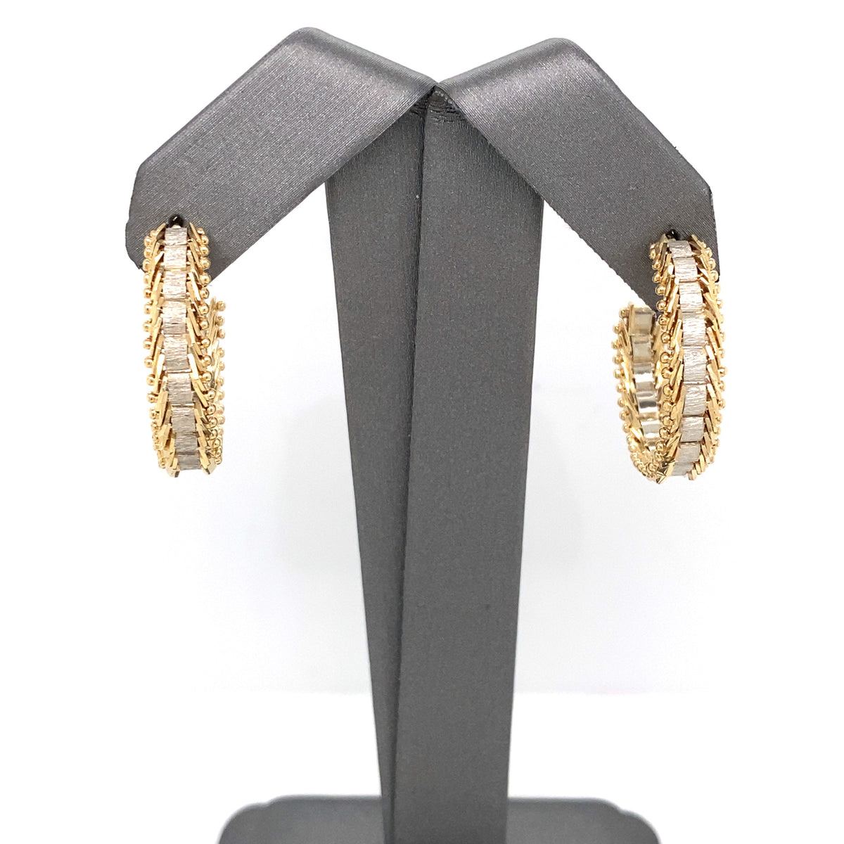14k Two Tone Gold Fancy Ladies Hoop Earrings
