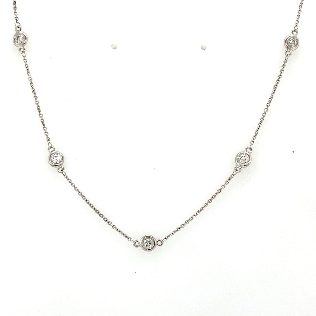 14k White Gold 1.25 CT Diamond By The Yard Necklace, S107141